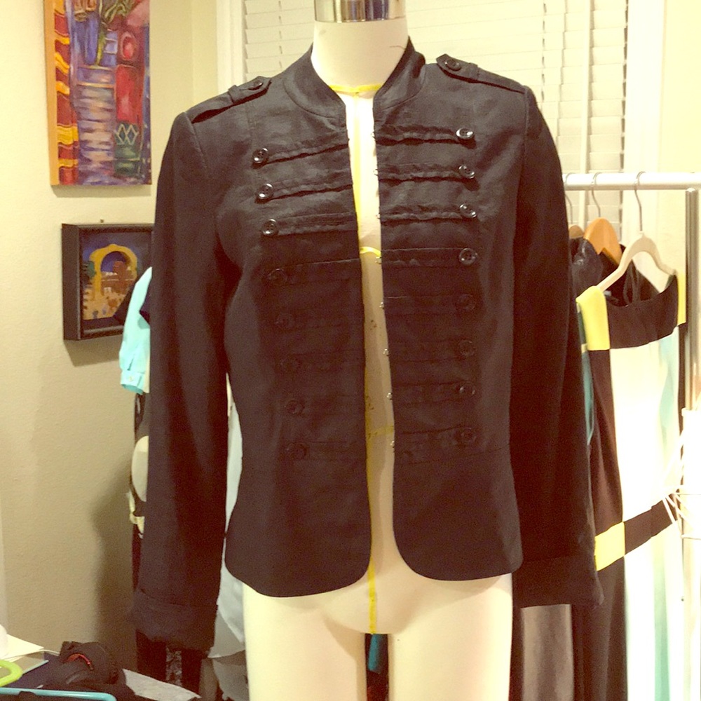 Calvin Klein black linen military style jacket